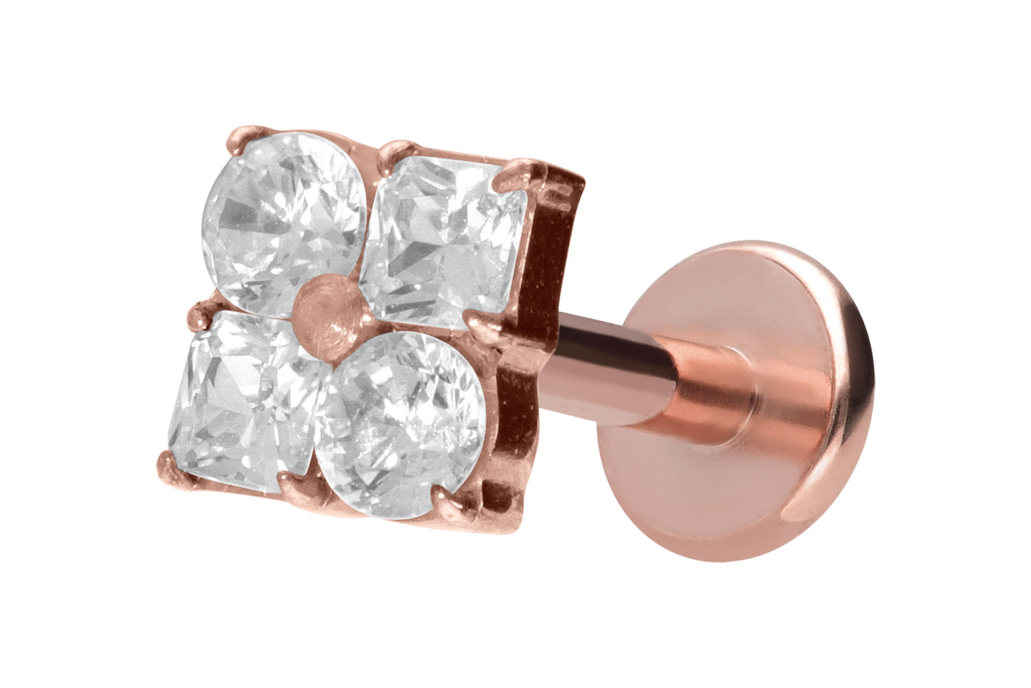 Titan Labret Piercing mit Innengewinde KRISTALLBLUME